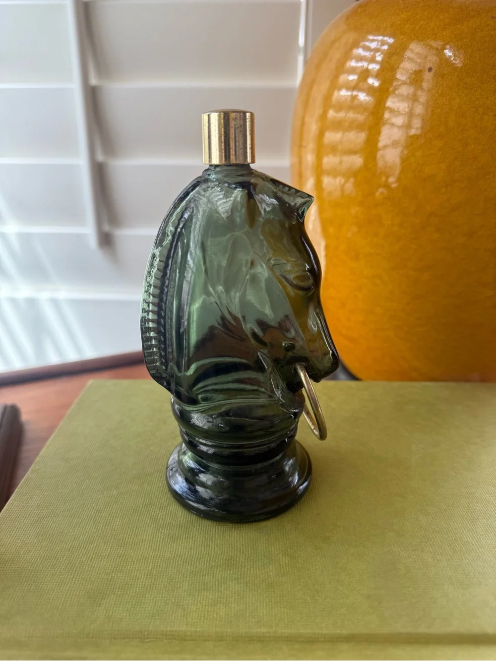 Vintage Avon Horse Head Green Glass Wild Country 6